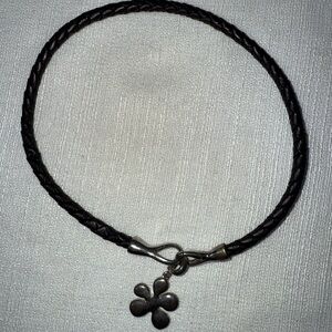 Black Braided Necklace with Sterling Silver Pendant and clasp